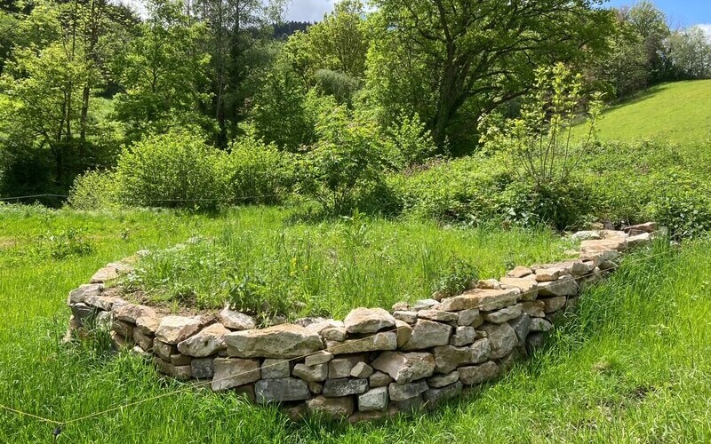 Freiburger Jugend hilft beim Bau einer Naturstein-Mauer